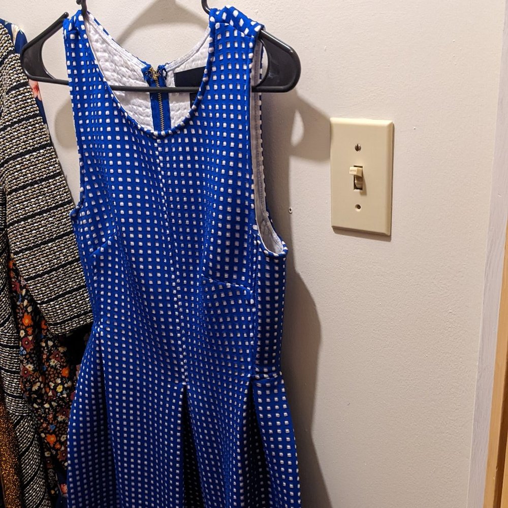 Blue and white gingham dress